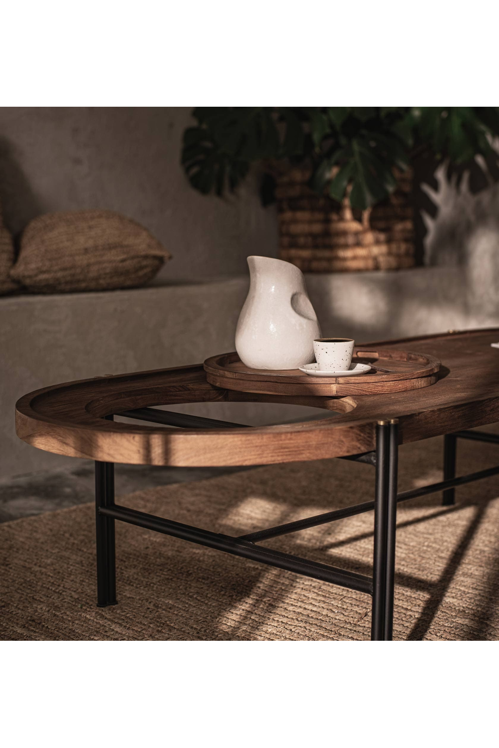 Oval Wooden Coffee Table With Tray | dBodhi Coco | OROA.com