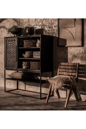 Wooden 3-Shelf Cabinet With Open Rack | dBodhi Karma | OROA.com