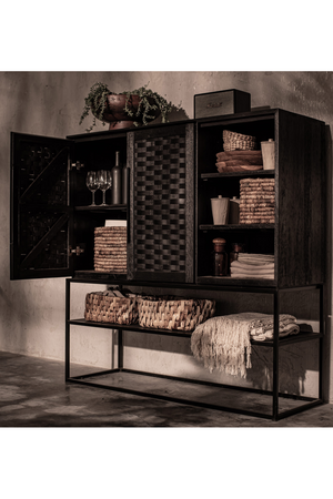 Charcoal Wooden 3-Shelf Cabinet | dBodhi Karma | OROA.com