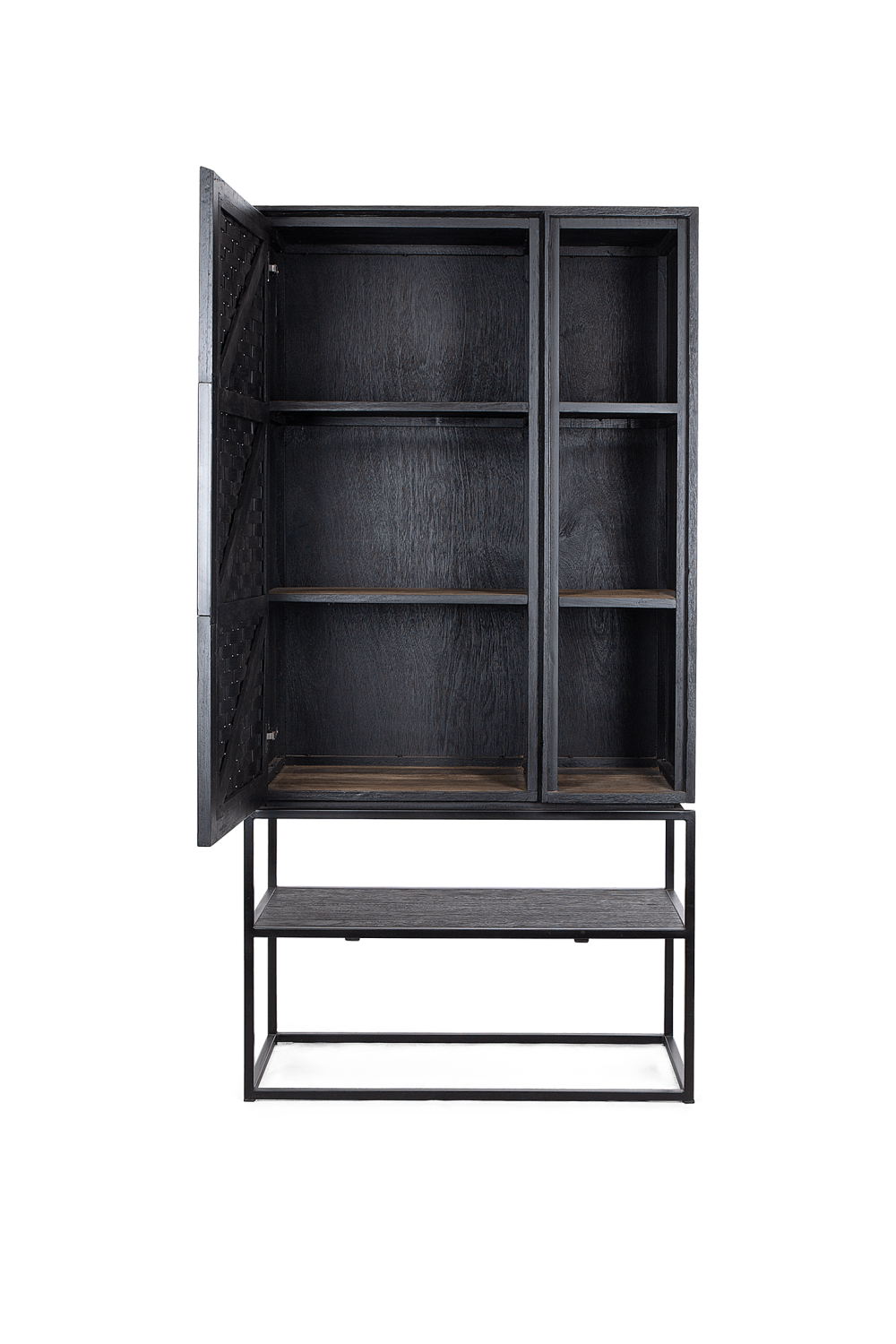 Charcoal Wooden Cabinet With Open Rack | dBodhi Karma | OROA.com