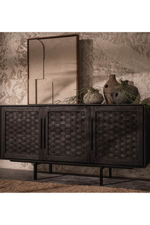 Black Wooden 3-Door Low Dresser | dBodhi Karma | OROA.com