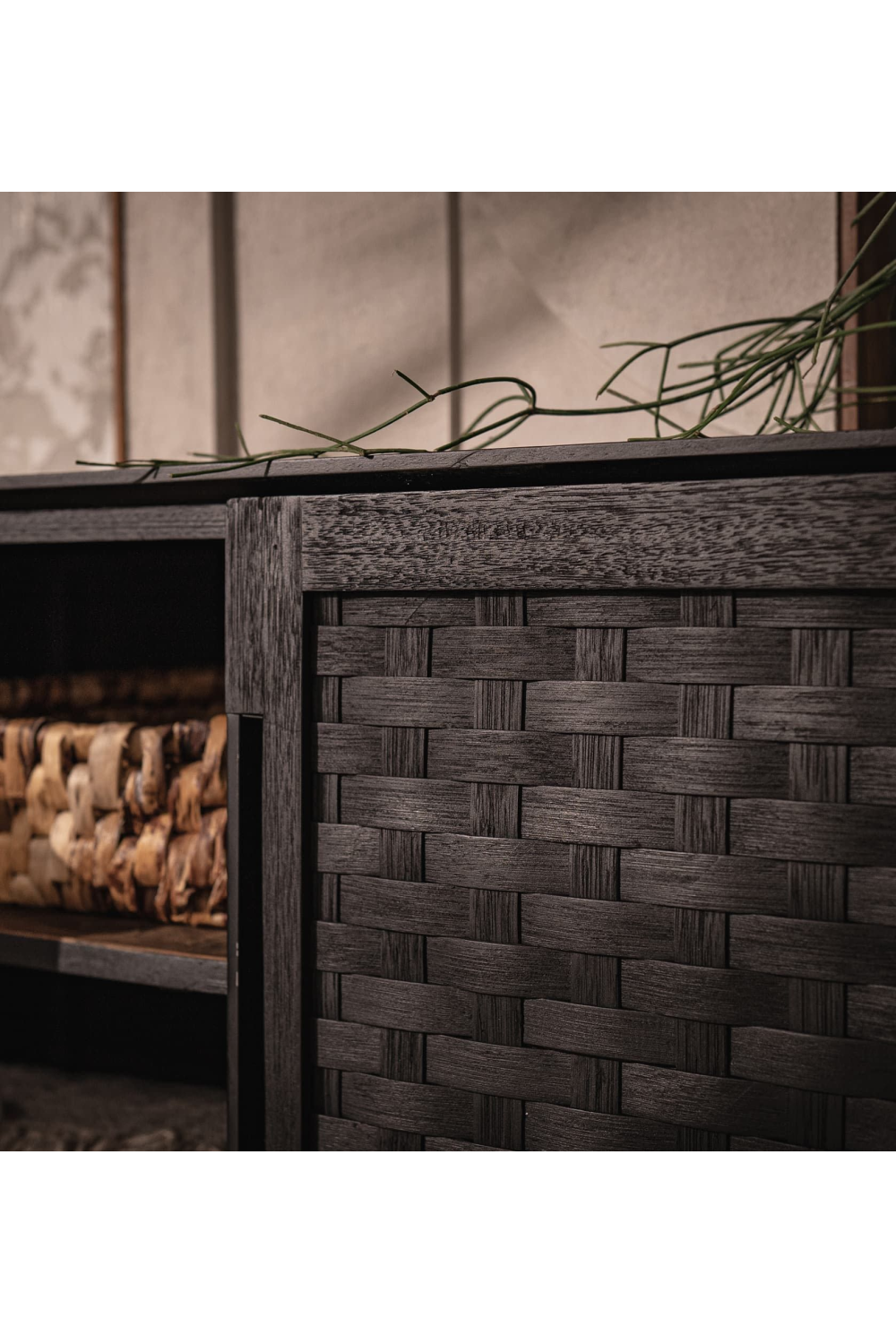 Black Wooden 3-Door Low Dresser | dBodhi Karma | OROA.com