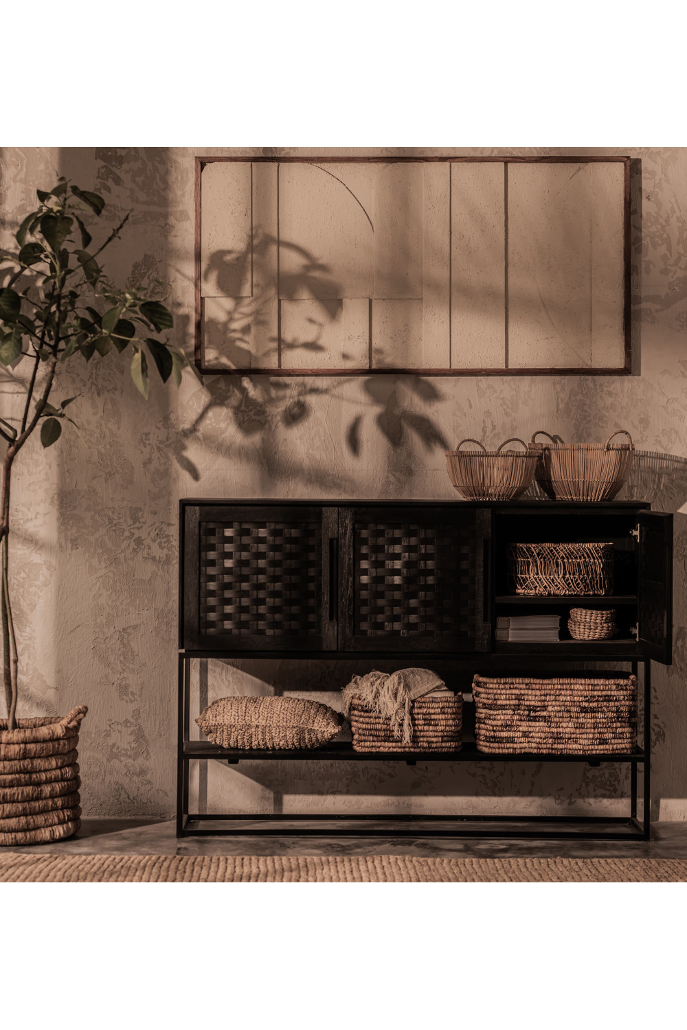 Black Wooden 3-Door High Dresser | dBodhi Karma | OROA.com