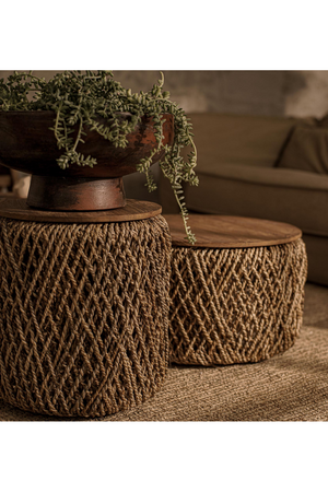 Round Woven Abaca Coffee Table Set (3) | dBodhi Knut | OROA