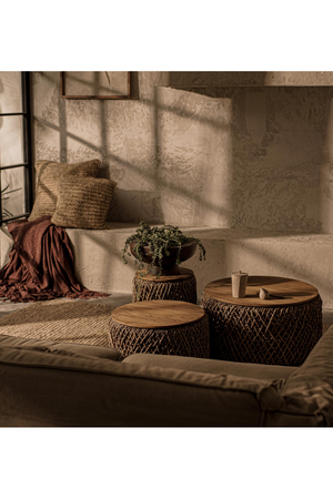Round Woven Abaca Coffee Table Set (3) | dBodhi Knut | OROA
