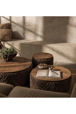 Round Woven Abaca Coffee Table Set (3) | dBodhi Knut