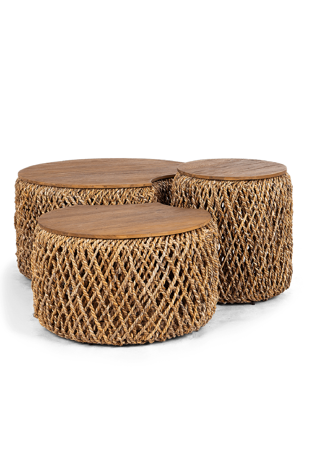 Round Abaca Coffee Table Set (3) | dBodhi Knut Padi | OROA.com
