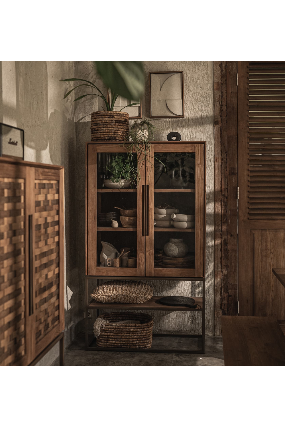 Wooden Cabinet with 2-Glass Doors | dBodhi Karma | OROA.com