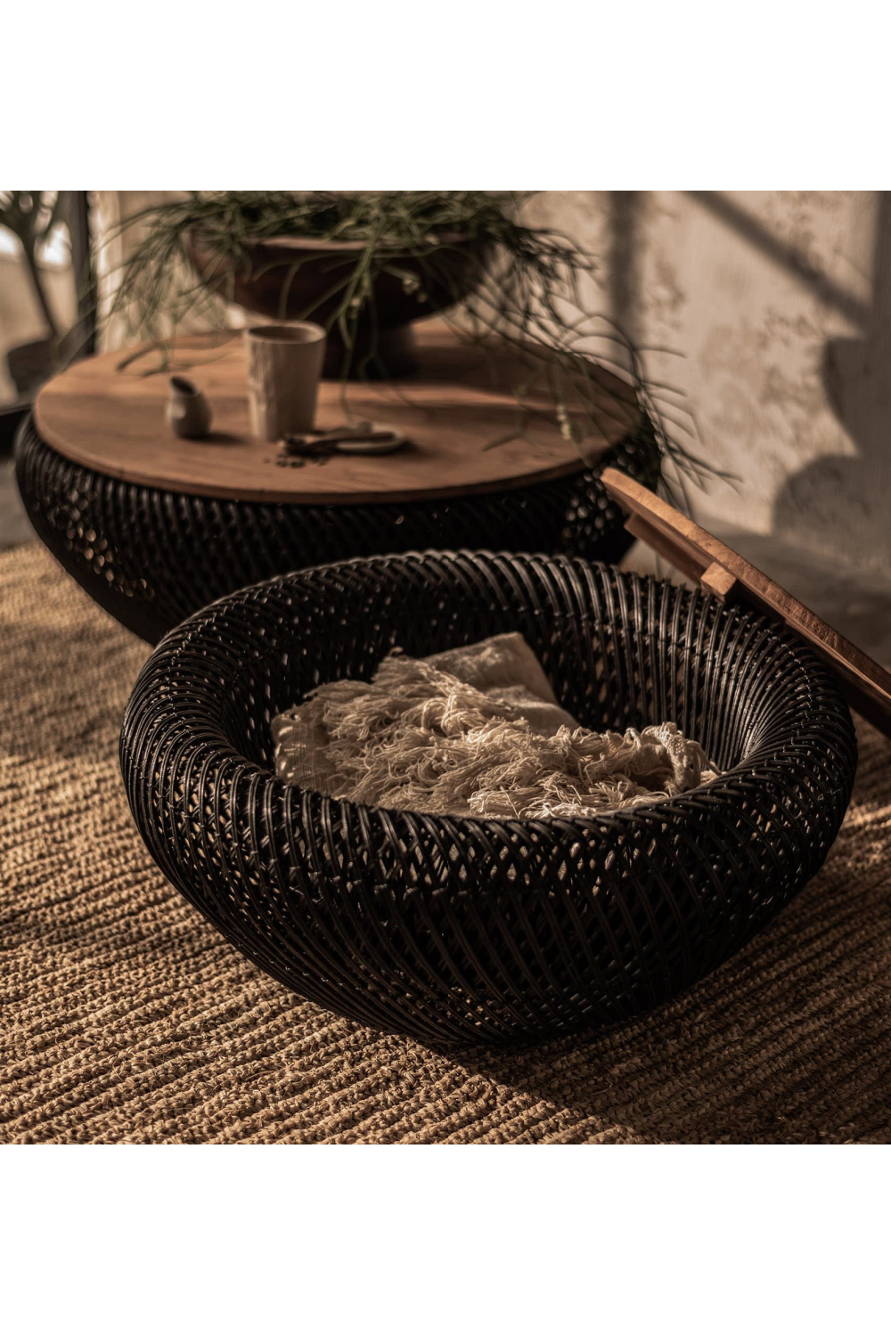Black Rattan Storage Coffee Table | dBodhi Wave | OROA.com