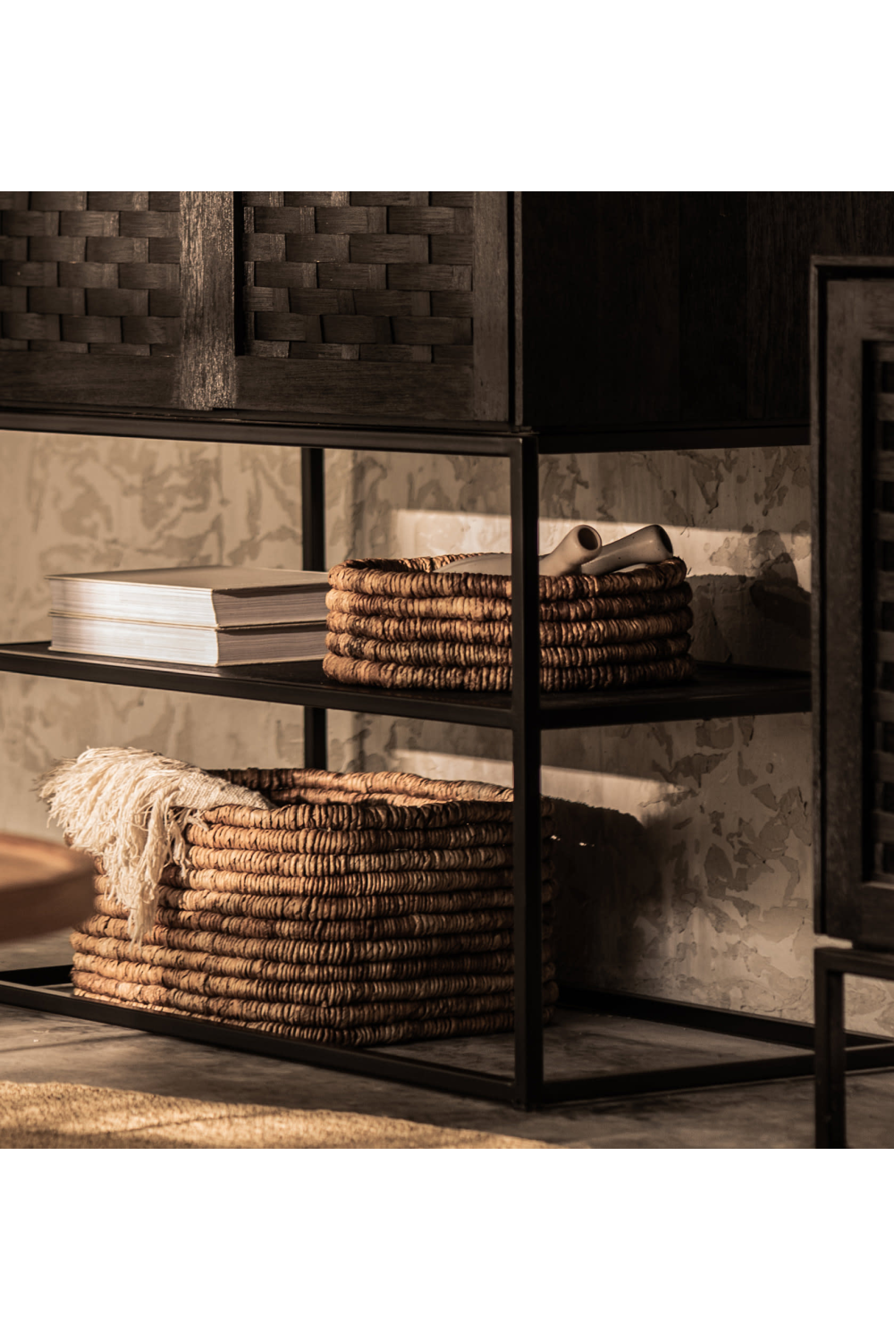 Round Woven Abaca Low Basket Set (2) | dBodhi Caterpillar Ambang | OROA.com