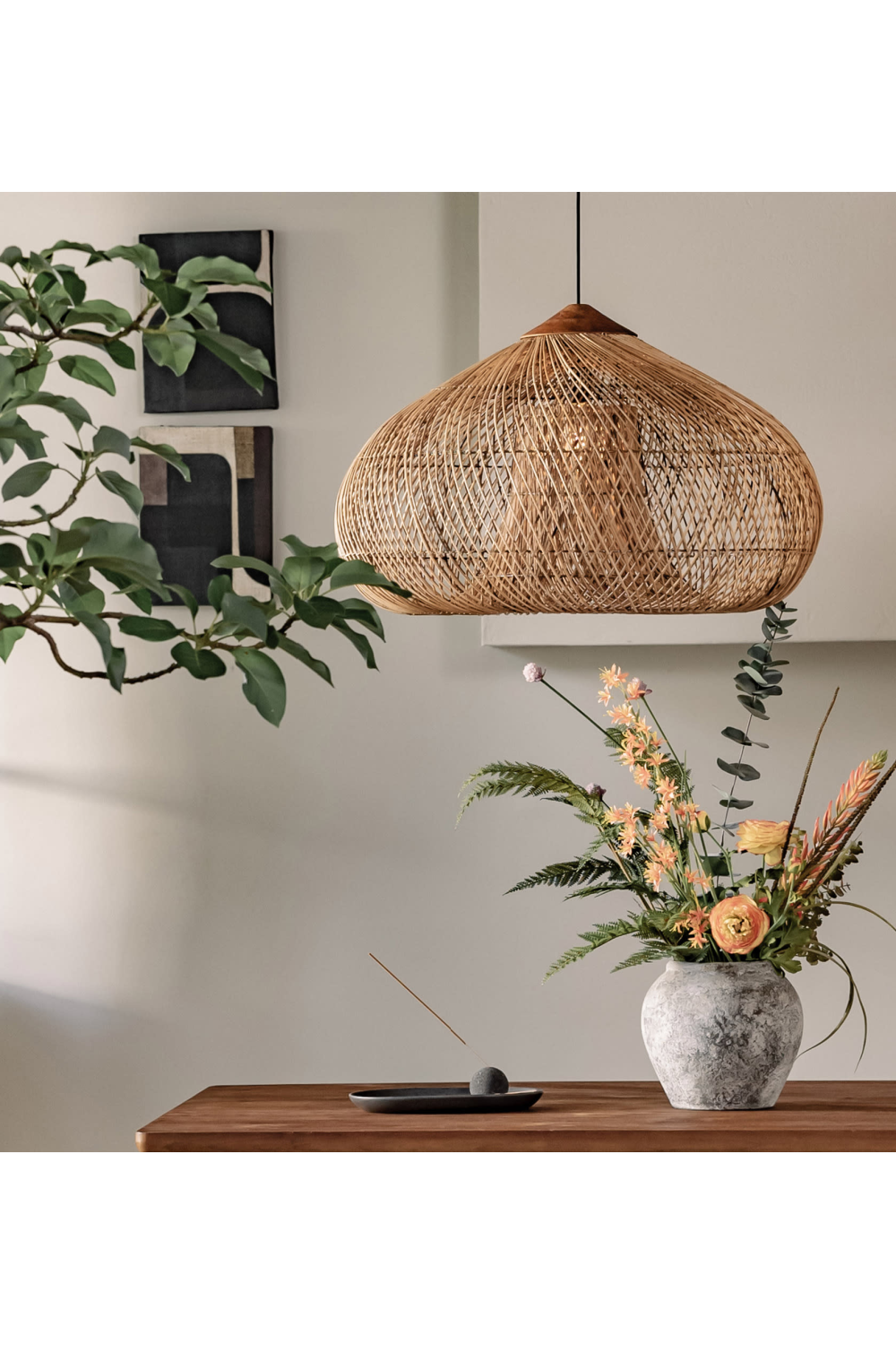 Brown Rattan Drum Lamp | dBodhi Kulit |  OROA.com