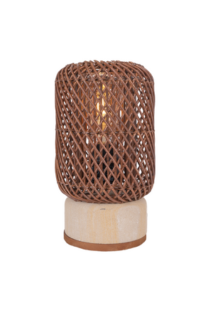 Brown Rattan Cylindrical Table Lamp | dBodhi Pole | OROA.com