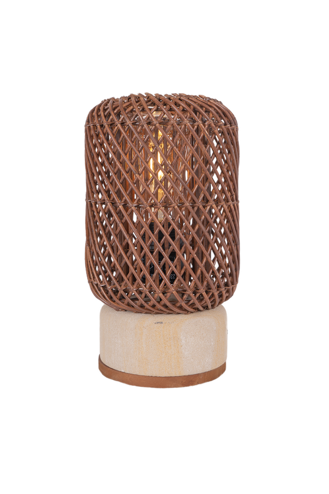 Brown Rattan Cylindrical Table Lamp | dBodhi Pole | OROA.com