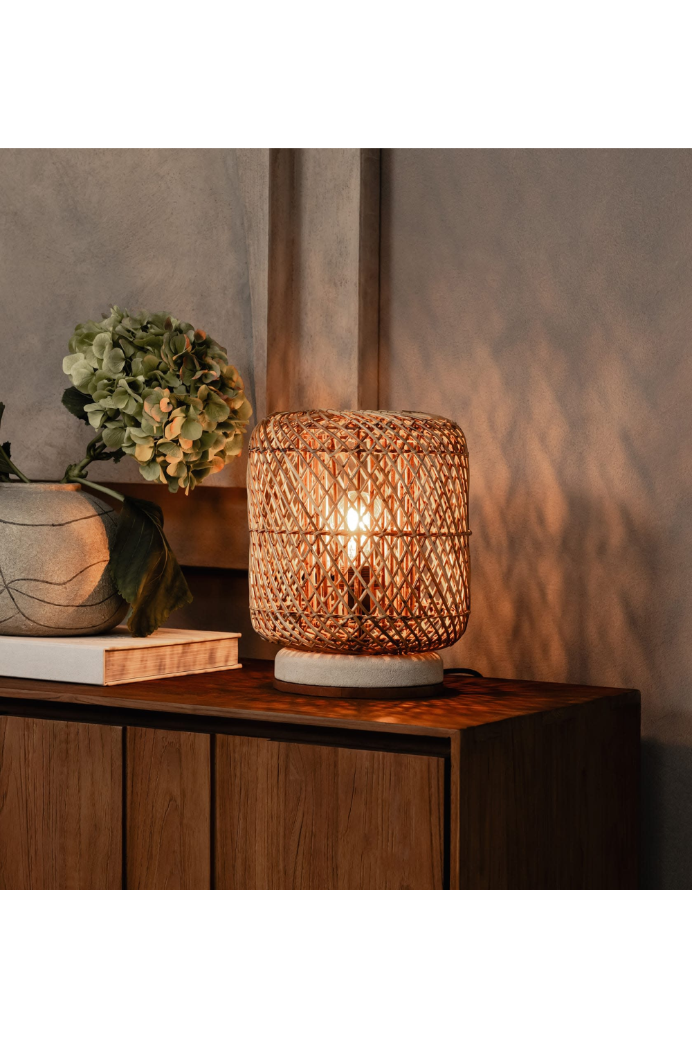 Rattan Cylindrical Table Lamp | dBodhi Pole | OROA.com