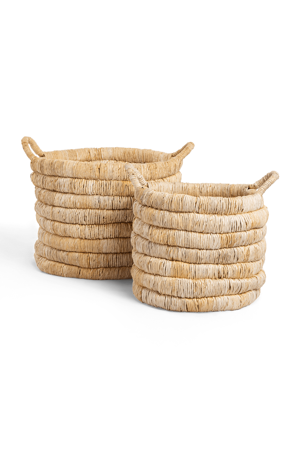 Abaca Basket With Handle Set (2) | dBodhi Caterpillar Sago | OROA.com