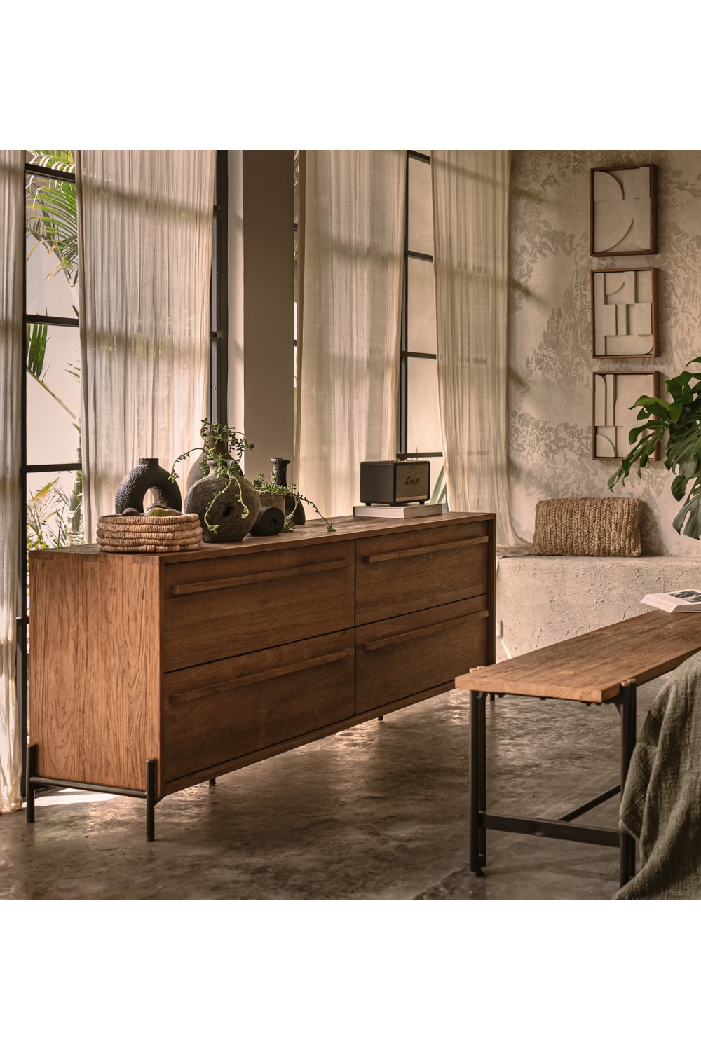 Natural Teak 4-Drawer Dresser | dBodhi Outline | OROA