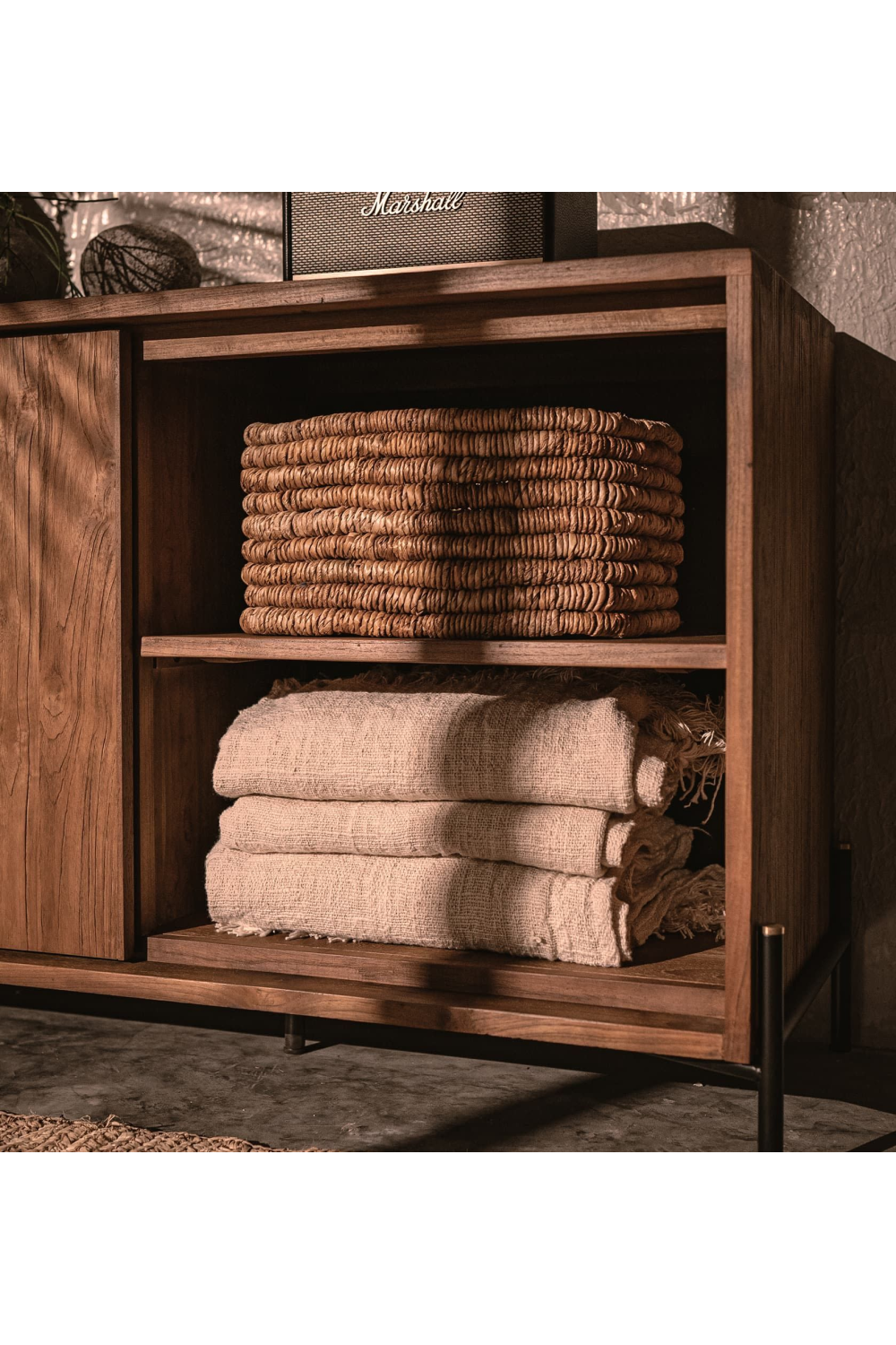 Wooden 2-Door Dresser With Open Shelves | dBodhi Outline | OROA.com