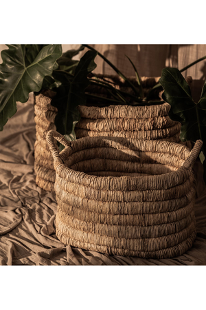 Rectangular Abaca Basket With Handle | dBodhi Caterpillar Sago | OROA.com