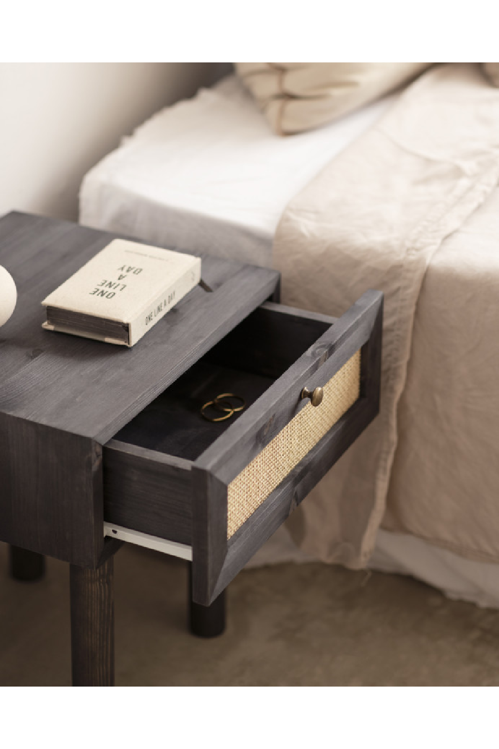 Rattan Drawer Bedside Table | Decowood Frida | Oroa.com