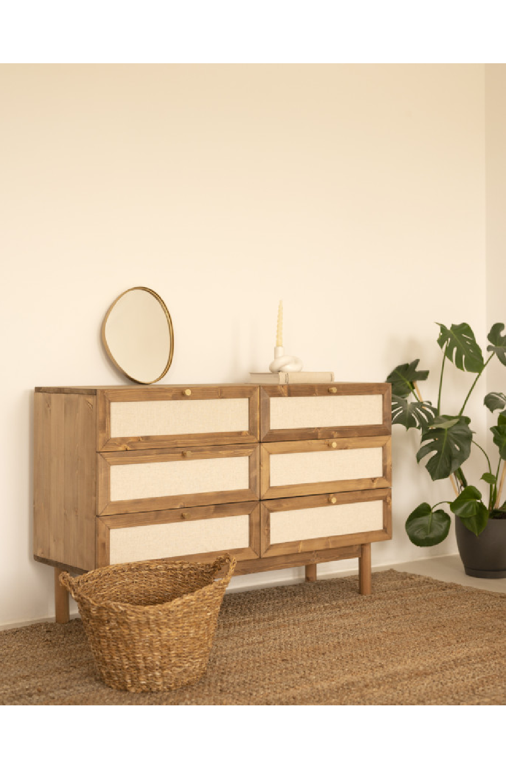 Wood Framed Fabric 6-Drawer Chest | Decowood Linen | Oroa.com