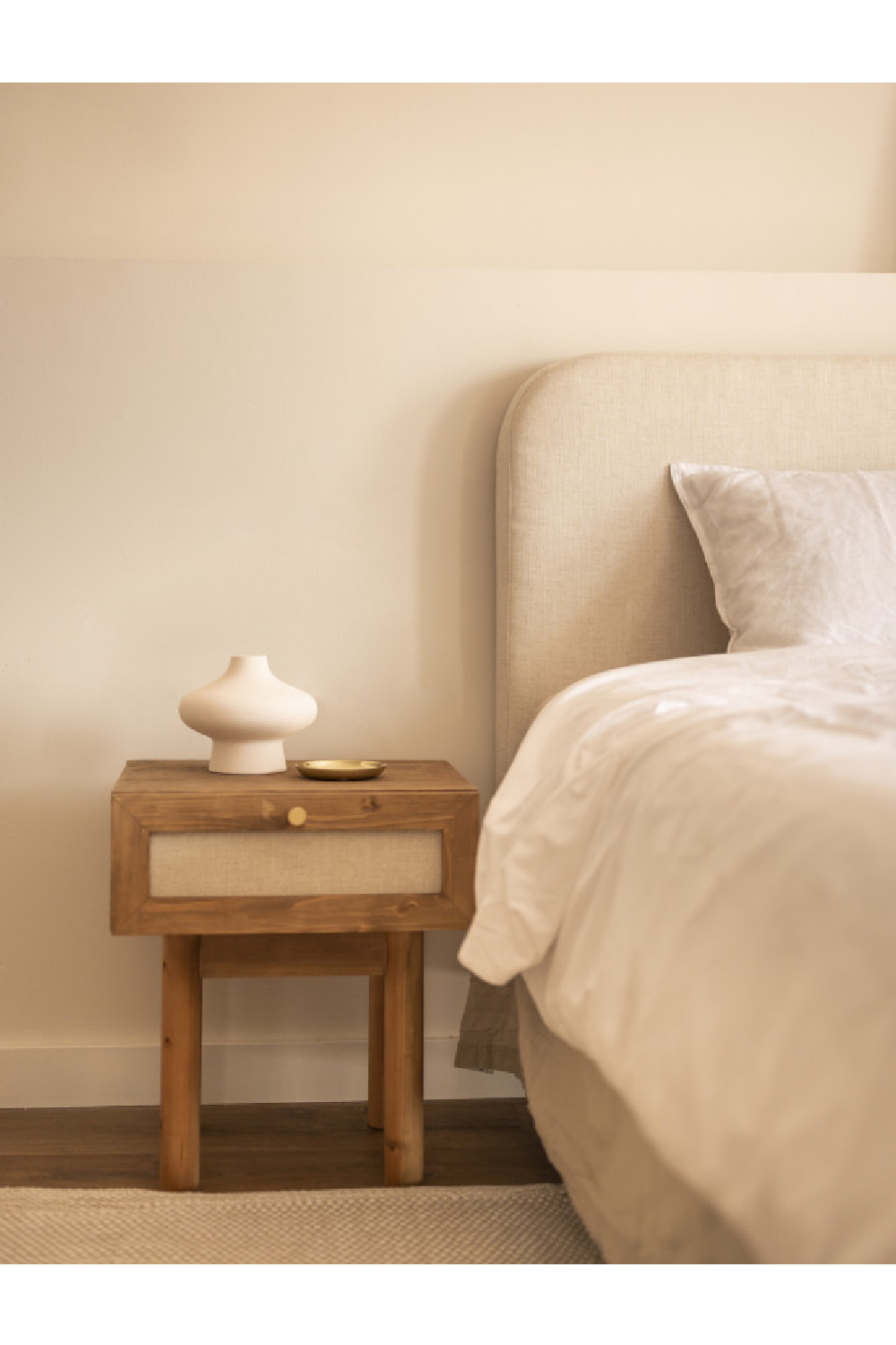 Fabric 1-Drawer Bedside Tables (2) | Decowood Linen | Oroa.com