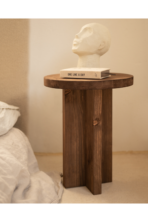 Japandi Round Bedside Table | Decowood Tokyo | Oroa.com
