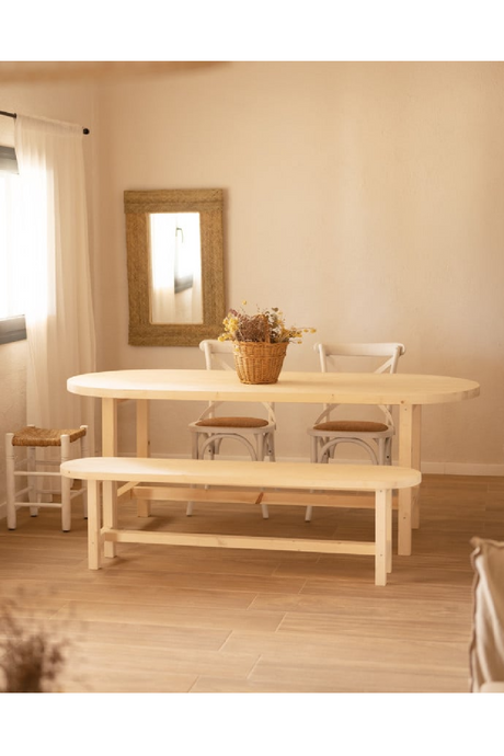 Round Edged Wooden Bench | Decowood Olivia | Oroa.com