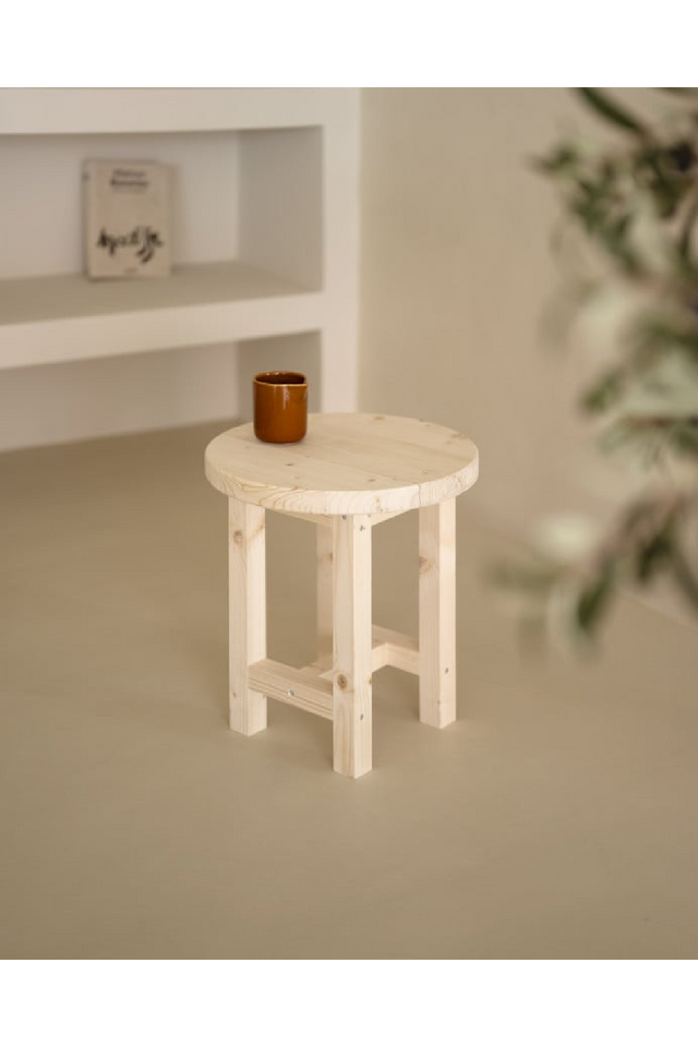 Round Wooden Bedside Table | Decowood Olivia | Oroa.com