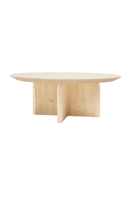 Varnished Wood Round Coffee Table | Decowood Bloom | Oroa.com