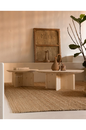 Varnished Wood Round Coffee Table | Decowood Bloom | Oroa.com