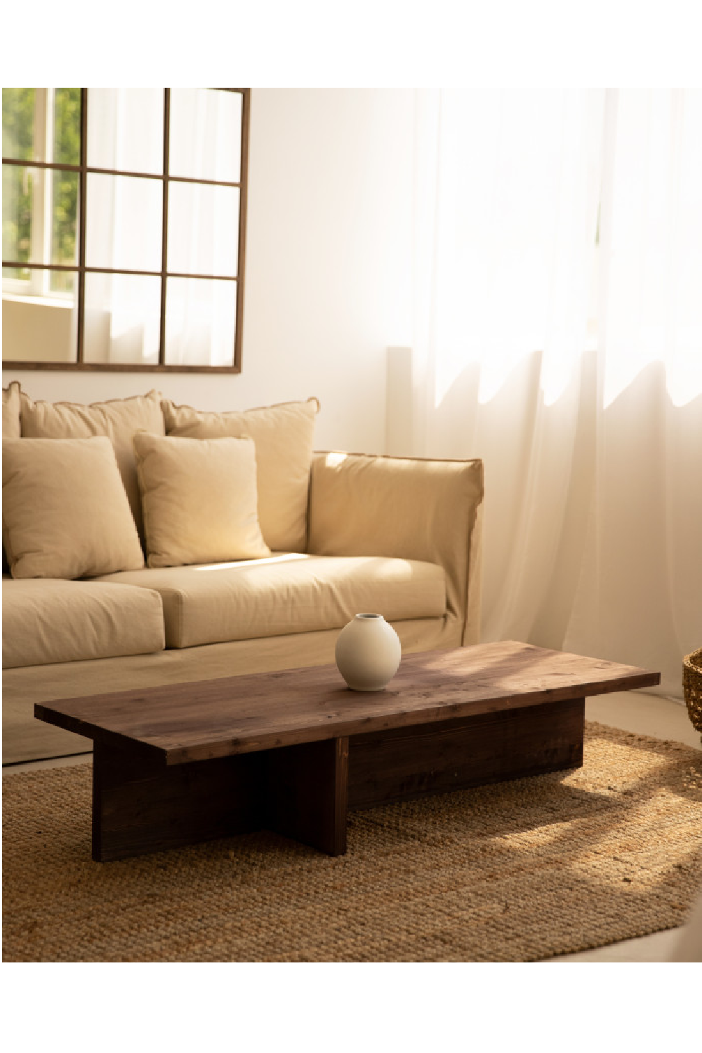 Varnished Wood Coffee Table | Decowood Sam | OROA.com