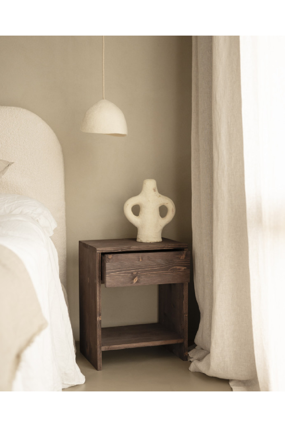 1-Drawer Wooden Bedside Table | Decowood Martina | Oroa.com