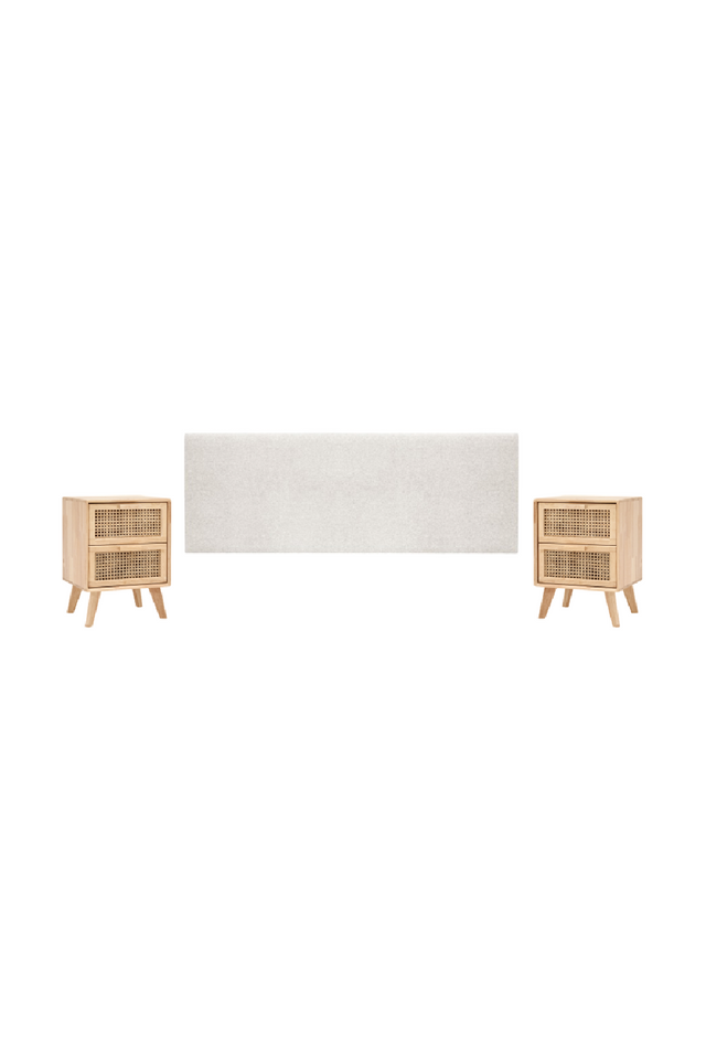 Headboard and 2-Drawer Bedside Tables (2) | Decowood Hoola + Caning | Oroa.com