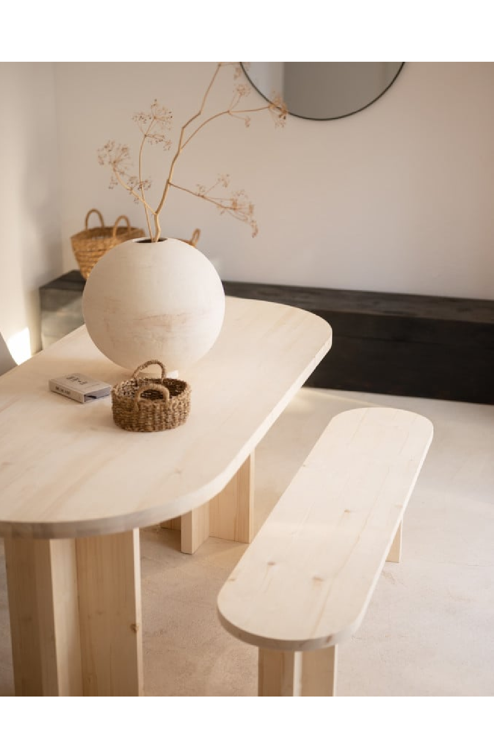 Oval Dining Table and Bench Set | Decowood Tokyo | Oroa.com