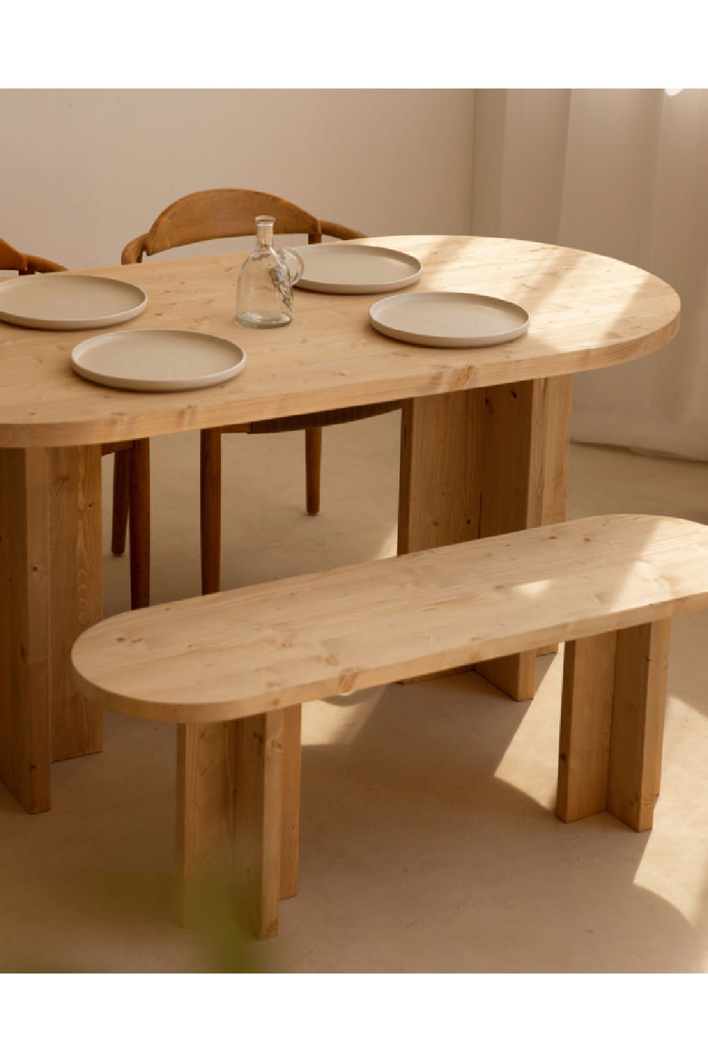 Oval Dining Table and Bench Set | Decowood Tokyo | Oroa.com