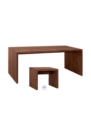 Wooden Dining Table With Stools (4) | Decowood Telva | Oroa.com