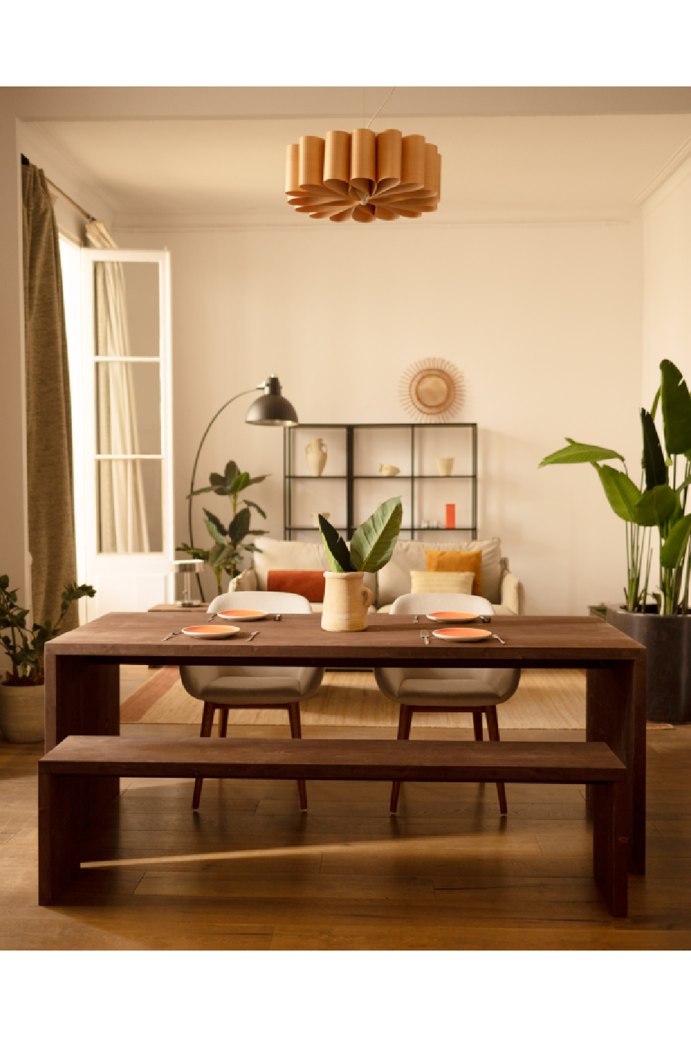 Wooden Dining Table With Stools (4) | Decowood Telva | Oroa.com