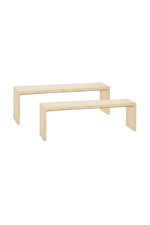 Angular Solid Wood Benches (2) | Decowood Telva | Oroa.com