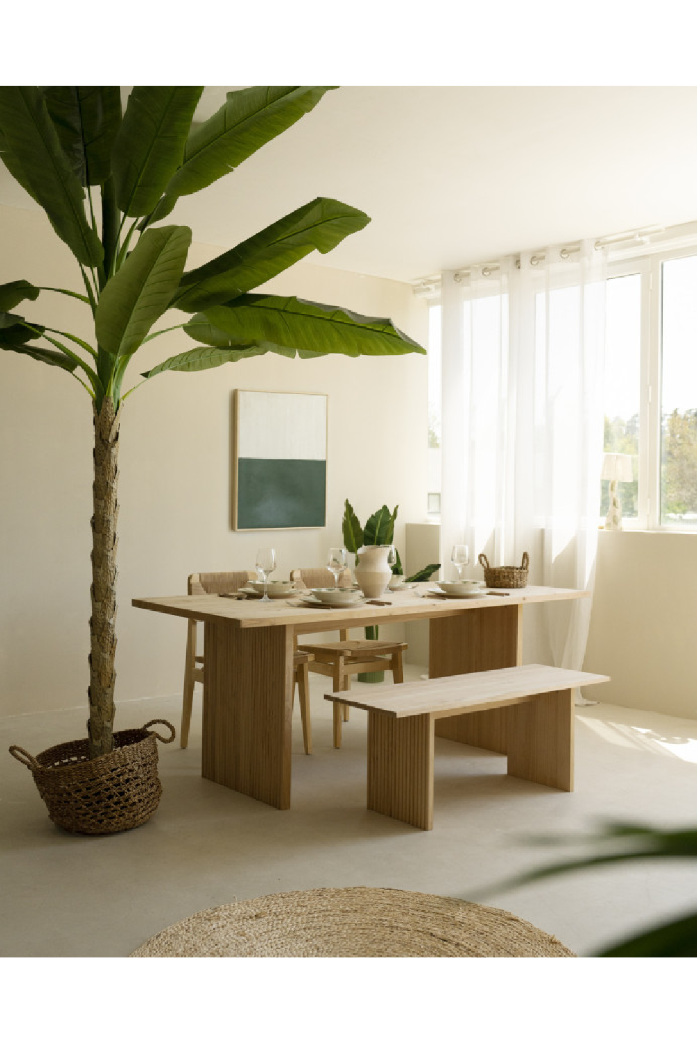 Fluted Wood Legs Bench | Decowood Bali | Oroa.com