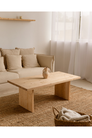Solid Pine Minimalist Coffee Table | Decowood Frida | Oroa.com