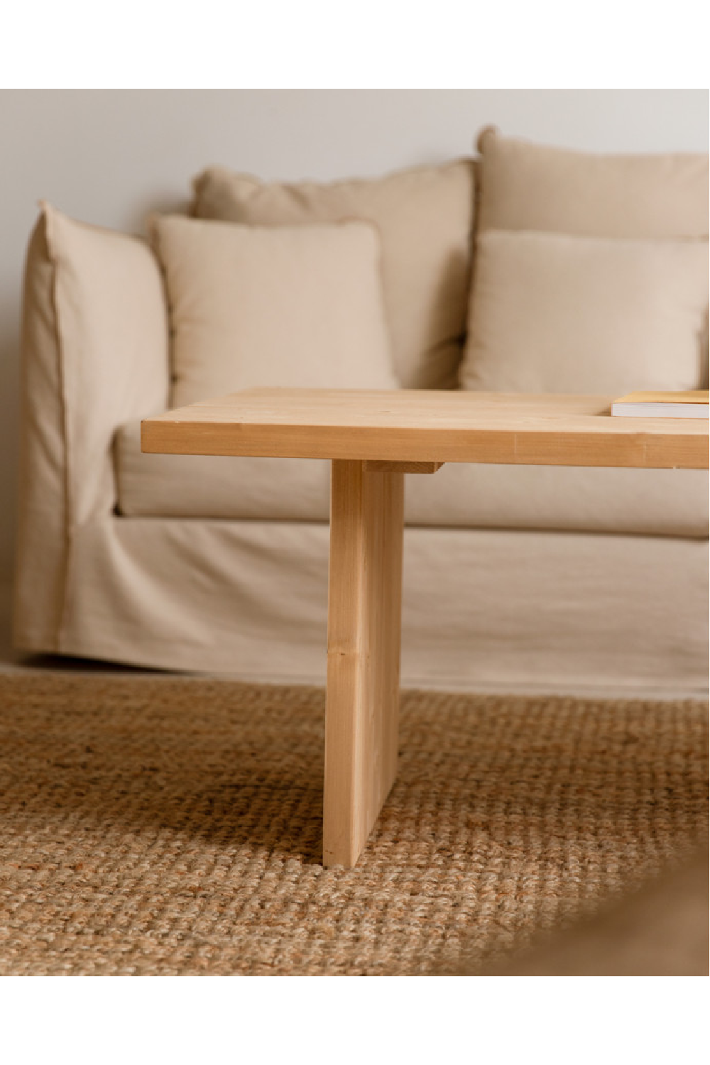 Solid Pine Minimalist Coffee Table | Decowood Frida | Oroa.com