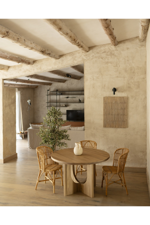 Varnished Poplar Round Dining Table | Decowood Lua | Oroa.com