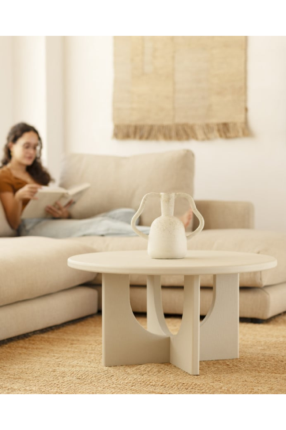 Round Microcement Coffee Table | Decowood Lua | Oroa.com
