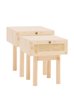 Rattan Drawer Bedside Table Set (2) | Decowood Frida | Oroa.com