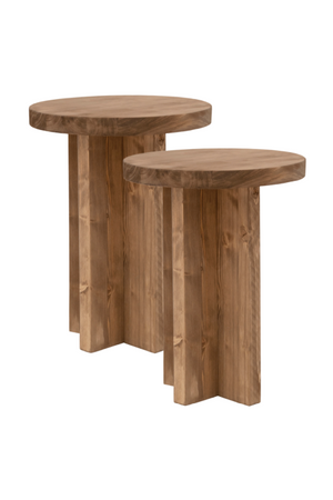 Crossed Base Wooden Side Tables (2) | Decowood Tokyo | Oroa.com