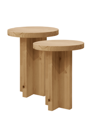 Crossed Base Wooden Side Tables (2) | Decowood Tokyo | Oroa.com
