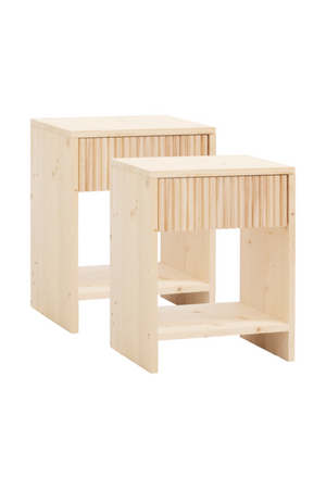 Fluted Drawer Bedside Table Set (2) | Decowood Bali | Oroa.com