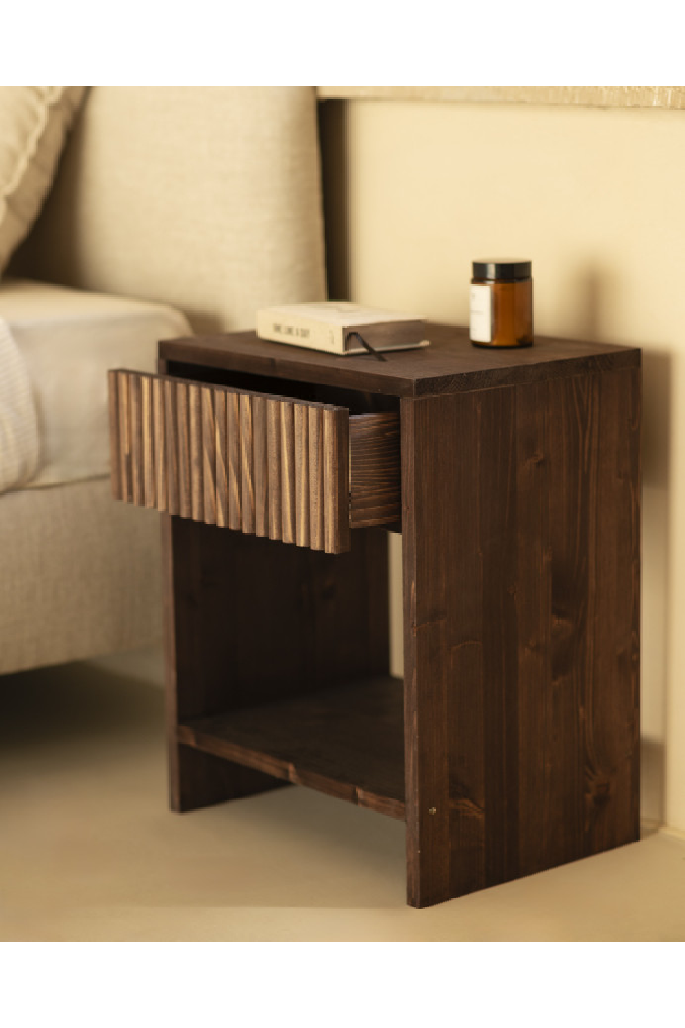 Fluted Drawer Bedside Table Set (2) | Decowood Bali | Oroa.com