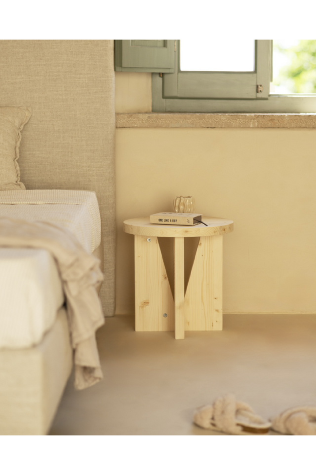 Geometric Base Wooden Side Tables (2) | Decowood Vega | Oroa.com