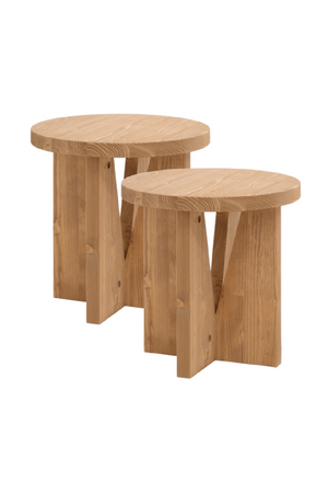 Geometric Base Wooden Side Tables (2) | Decowood Vega | Oroa.com